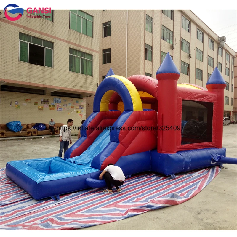 Guangdong 6mL floating inflatable bouncy castle house with slide for