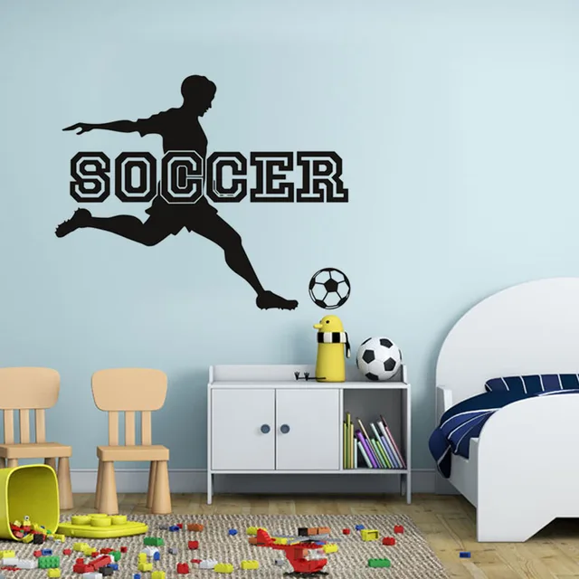 Dctop Football Player Soccer Vinyl Wall Stickers Black Color Home Dctop Football Player Soccer Vinyl Wall Stickers Black Color Home Decor Decals Adesivo Mural Wallpaper