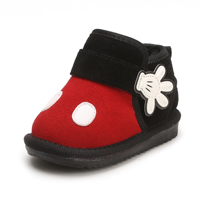 Cute Cartoon Mickey Baby Boy Snow Boots Genuine Leather Infant Girl