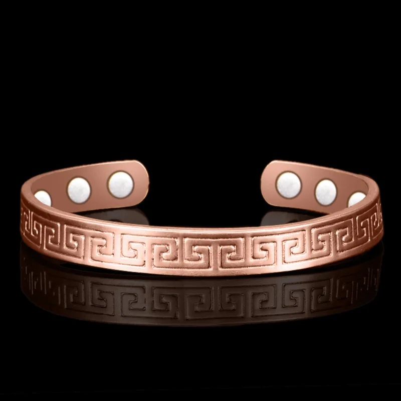 

Ethnic Pure Copper 6 Magnetic Wrist Bangle Bracelet For Pain Relief Rheumatic Arthritis Baided Rose Gold Color Men Women CUFF