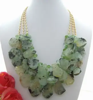 

3Strands Natural P1rehnite&Crystal Necklace