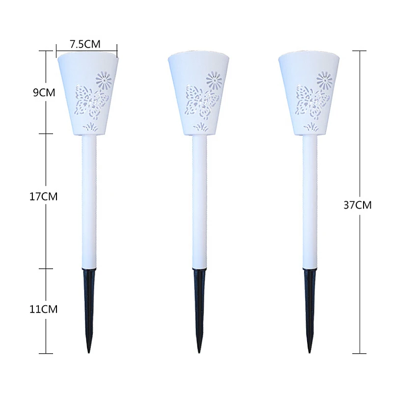 3pcs/set Hollow-Out Flower Butterfly Design Solar Lawn Light Waterproof Night Lights Outdoor Garden Decoration