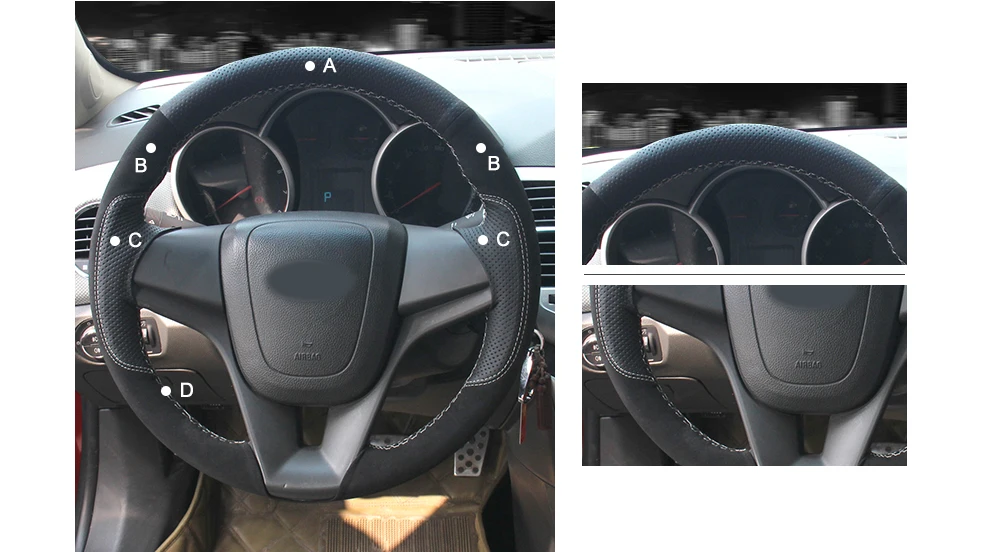 MEWANT мягкий черный натуральная кожа Замша Чехол рулевого колеса автомобиля для Chevrolet Cruze 2009- Aveo 2011- Orlando 2010