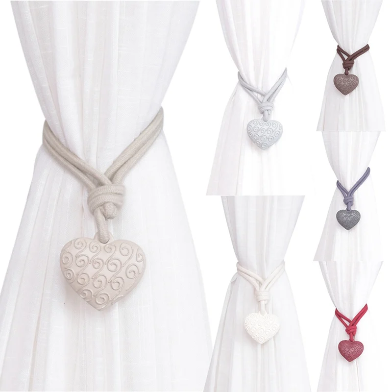 

1Pcs Resin Heart Curtains Tie Back Holder Cotton Curtains Buckle Clips With Auspicious Clouds Home Curtain Strap Decoration