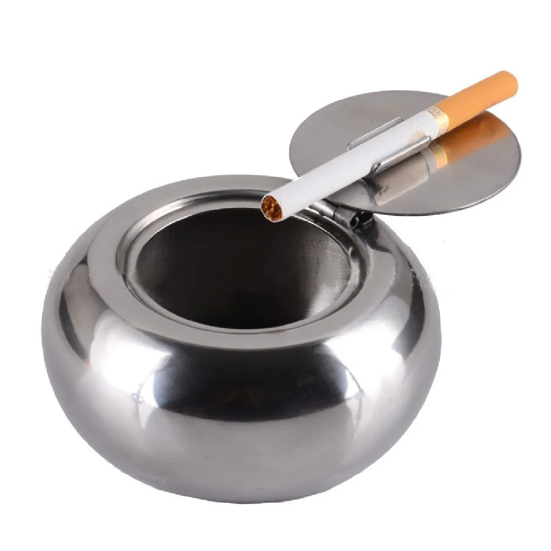 Stainless Steel Drum Shape & Lid Ashtray with Cover Ashtray Car Ashtray