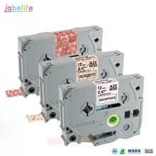 Labelife 3 шт. TZe-MPCA34 TZe-MPCB31 TZe-MPCC31 совместимый принтер наклеек Brother P-touch ярлык для PTD200 PTD450 идеально подойдет для нового года и Рождества