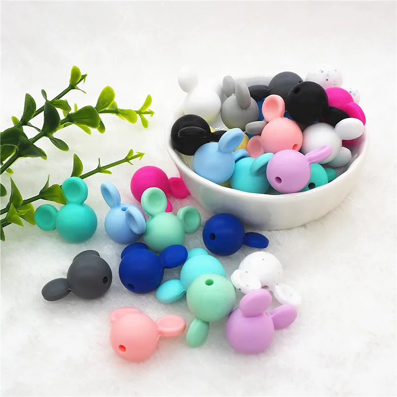 

Chenkai 20pcs Silicone Mickey Teether Beads DIY Baby Animal Mouse Pacifier Dummy Teething Montessori Jewelry Making Toy Beads