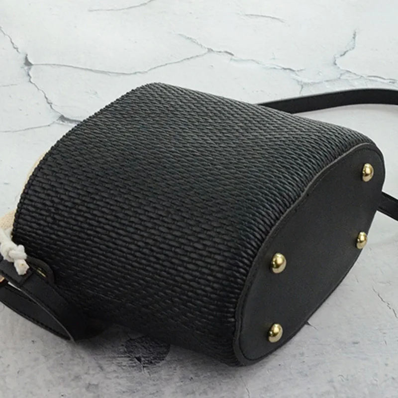 Summer Fashion Women Drawstring Straw Bags INS Popular Female Beach Travel Handbag Lady Knit Shoulder Bag Weave Crossbody SS3376 (13)