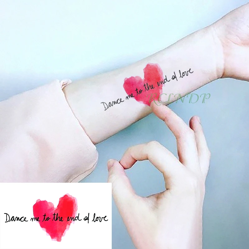 

Waterproof Temporary Tattoo Sticker love Heart letter Fake Tatto Flash Tatoo Wrist Foot Hand tattoos For Girl Women Men