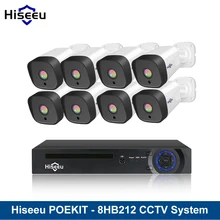 Hiseeu POEKIT 8HB212 8CH 1080P CCTV система безопасности комплект H.265 2.0MP аудио запись ip-камера Водонепроницаемый комплект видеонаблюдения