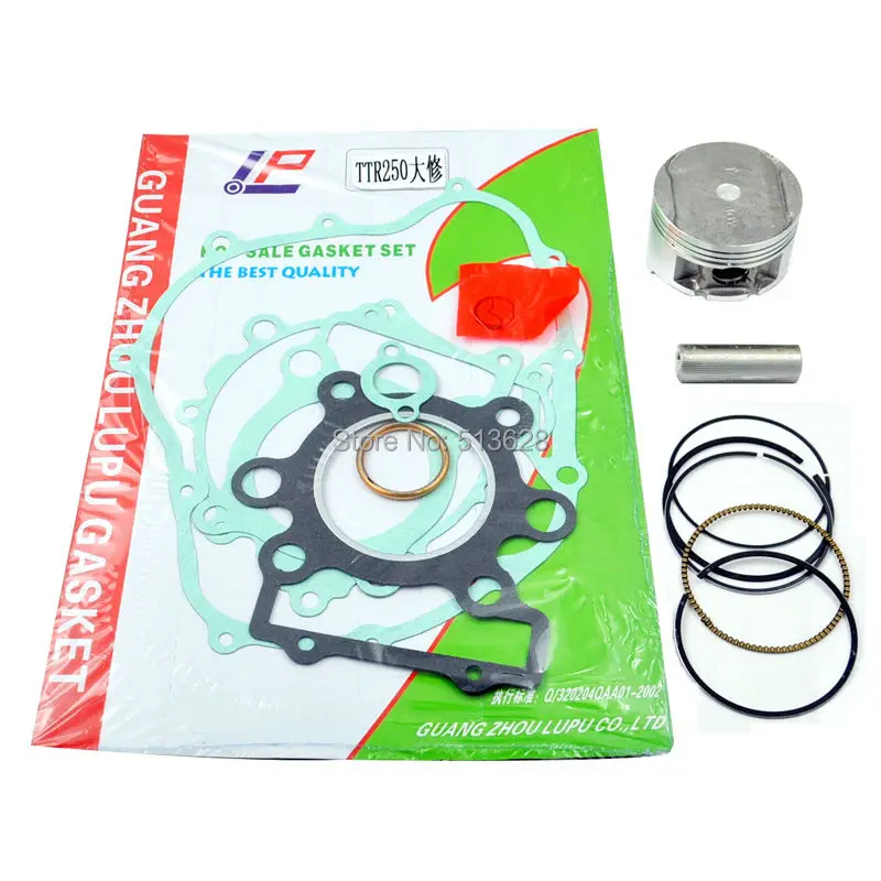 

LOPOR For Yamaha TTR250 73mm Standard Bore Size Piston Rings Pin Clips Kit & Engine Cylinder Crankcase Cover Gasket Set