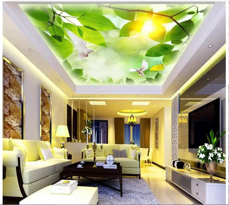 Customized 3d ceiling murals wallpaper 3D beautiful green ...