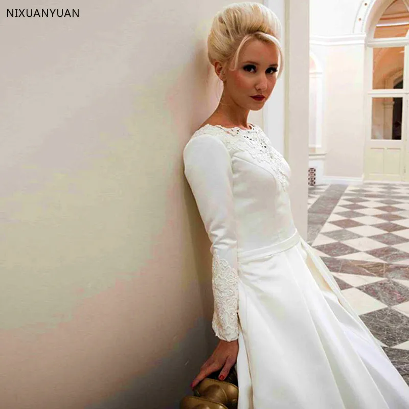 Vestido De Noiva Robe Mariage вырез лодочкой с вырезом длинным рукавом свадебные платья 2021