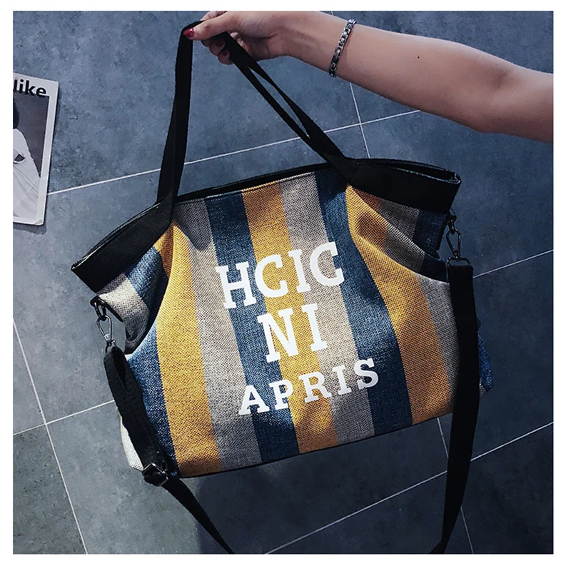 

LANZHIXIN Large Capacity Letters Women's Shoulder Bag Casual Canvas Striped Handbag Women Messenger Bags Stitchingbolsa feminina