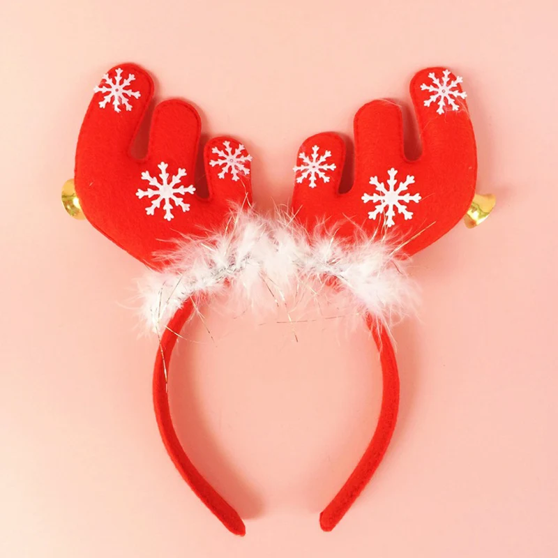 

Hot 1pc Cute Deer Horns Shape with Small Bell Children Adult Christmas Head Hoop Decoration X-mas Hair Band Christmas Gift 2018