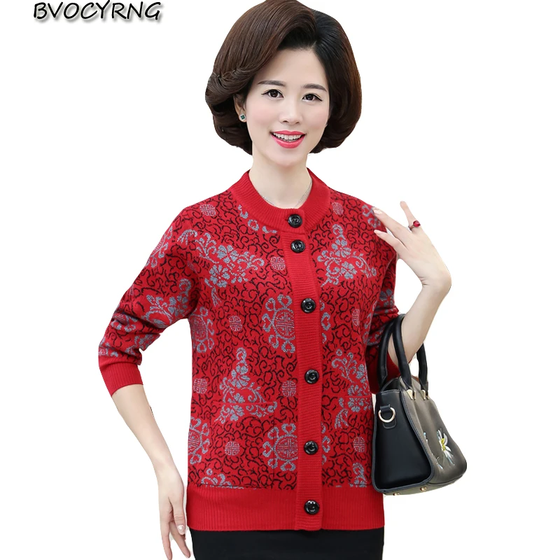 High end Middle aged Sweater for Women Knitting Spring