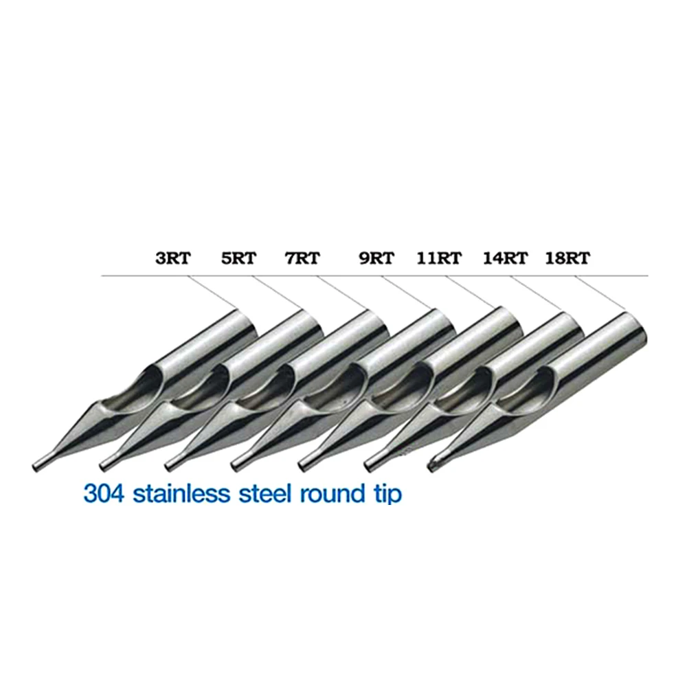 10pcs Stainless Steel Tattoo Nozzle Tips Set Round Diamond Magnum DT RT FT Tattoo Tips Mixed for Tube Supply