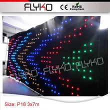 Изображение, текст, видео дисплей профессиональные светильники 10ft x 23ft P18CM Крытый светодиодный видео занавес черный фон