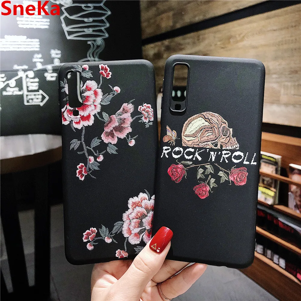 

Soft TPU Back Cover For Samsung Galaxy A7 2018 Case Cover Silicone 3D embossed Phone Cases on For Samsung A7 2018 A750 Coque