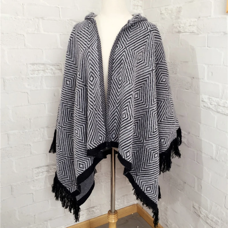 Cape Hoodie Charcoal Gray Poncho Poncho Jacket Sweater Coat ~ One Size ~ 5 Colors Hooded Poncho Fleece Coat Cardigan