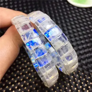 

FREE SHIPPING Natural Ice Labradorite Rainbow Light Rectangle Beads Bracelet 11.8-11mm AAAAA