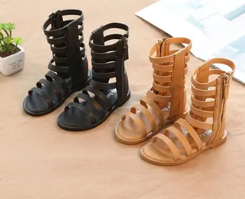 

2019 summer new hollow girl fashion Roman sandals open toe tide models high to help sandals small children's shoes