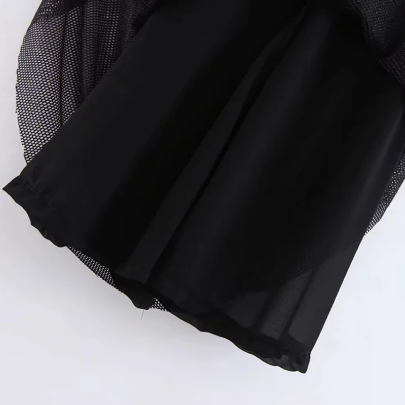 Черная Женская шикарная юбка с пайетками, шикарные женские сетчатые трикотажные юбки, повседневные сетчатые многослойные юбки с высокой талией для девушек, jupe femme Saias faldas