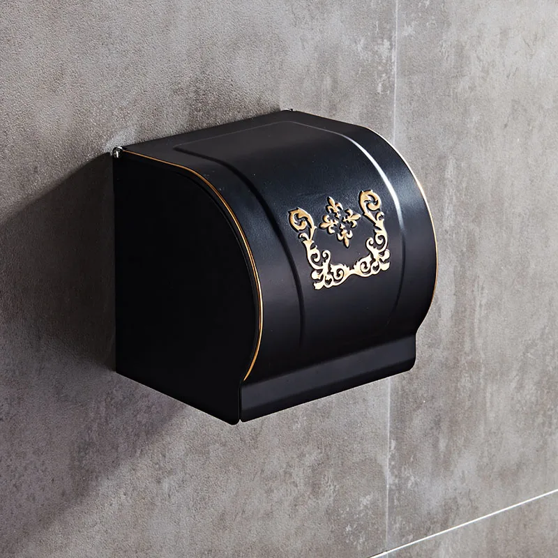 Billige Schwarz Weiß Wc Papier Halter Wand Montiert Wasserdichte Rollen Papier Tissue Box Messing Bad Zubehör