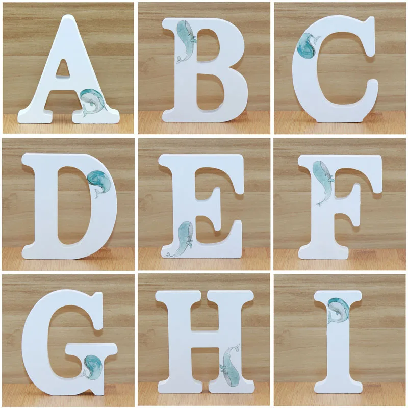 

1pc 10cm Dolphin Ocean Wooden Letters Decorative Gift Or Decor Alphabet Ornaments Crafts Hand Made Letter Wedding Numbers DIY