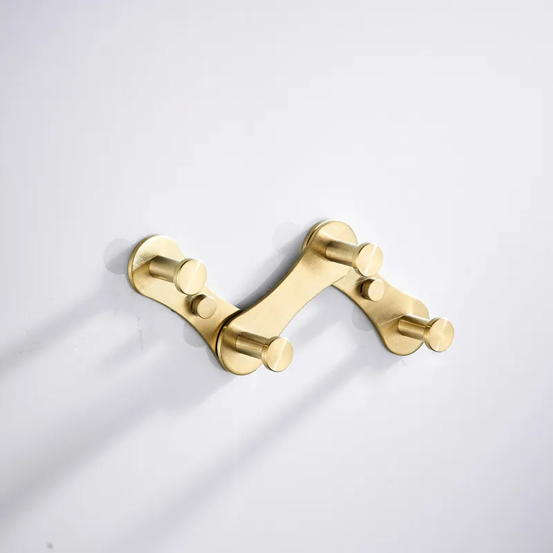 4 hooks Крючки для халатов алюминиевая матовая Золотая Одежда Крючки для дверей кухонные настенные вешалки пальто со складками крючки для ванной комнаты - Цвет: 4 hooks