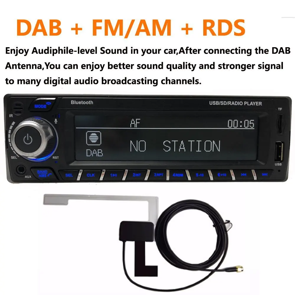 12 В Bluetooth Авторадио DAB+ приемник 1 Din автомагнитола стерео Поддержка AM FM RDS USB SD с DAB антенной