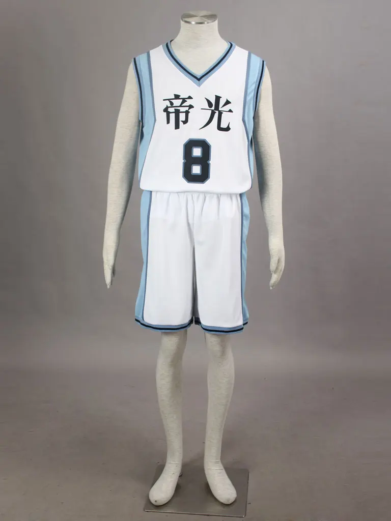 Kuroko no Basuke Basket TEIKO 2nd white school basketball suit mens uniforms boys sport clothes No.8 Kise Ryota cosplay costume