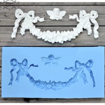 

Yueyue Sugarcraft flower garland with ribbons silicone mold fondant mold cake decorating tools chocolate gumpaste mold