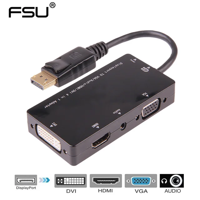 Top Deals Displayport DP Male To DVI HDMI VGA Audio Female