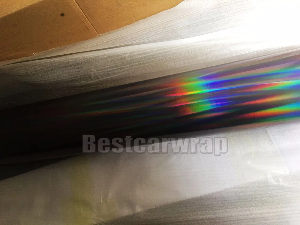 black holographic chrome rainbow chrome laser car wrapping film vehicle covering chameleon(9)