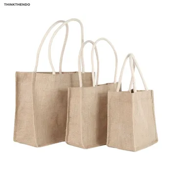 

THINKTHENDO 2019 New 3 Sizes Handbag Shoulder Linen Casual Shopping Bags Eco Messenger Bag Top-Handle Totes