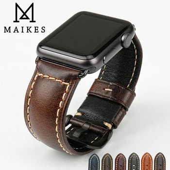 

MAIKES vintage genuine leather watch band watch accessories for apple watch strap 44mm 40mm 42mm 38mm iwatch watchbands