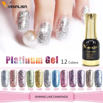 

#60752 2019 New Venalisa supply nail art Venalisa 12ml 12 color supper diamond shining glitter sequin starry platinum paint gel