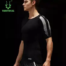 Новые мужские спортивные футболки с принтом эластичные; компрессионные футболки для бега мужские дышащие быстросохнущие теннисные футболки