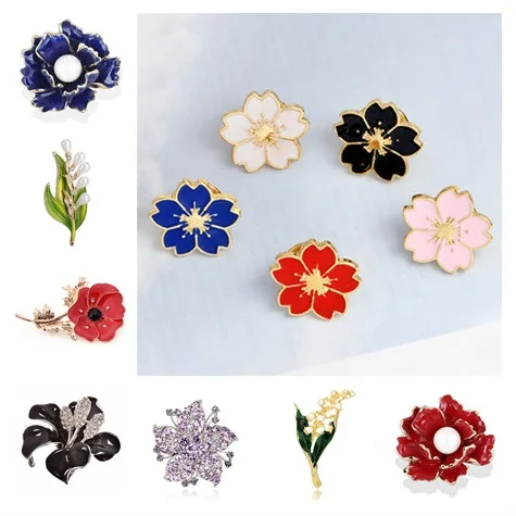 New Rhinestone Flower Brooches For Women Men Crystal Bridal Wedding Party Bouquet Brooch Pin Fashion Jewelry Gift Mluti Style