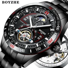 BOYZHE Tourbillon Watch Mens Automatic Mechanical Watches Top Brand Luxury Stainless Steel Moonphase Watch Sport Watches For Men BOYZHE Tourbillon Watch Mens Automatic Mechanical Watches Top Brand Luxury Stainless Steel Moonphase Watch Sport Watches For Men