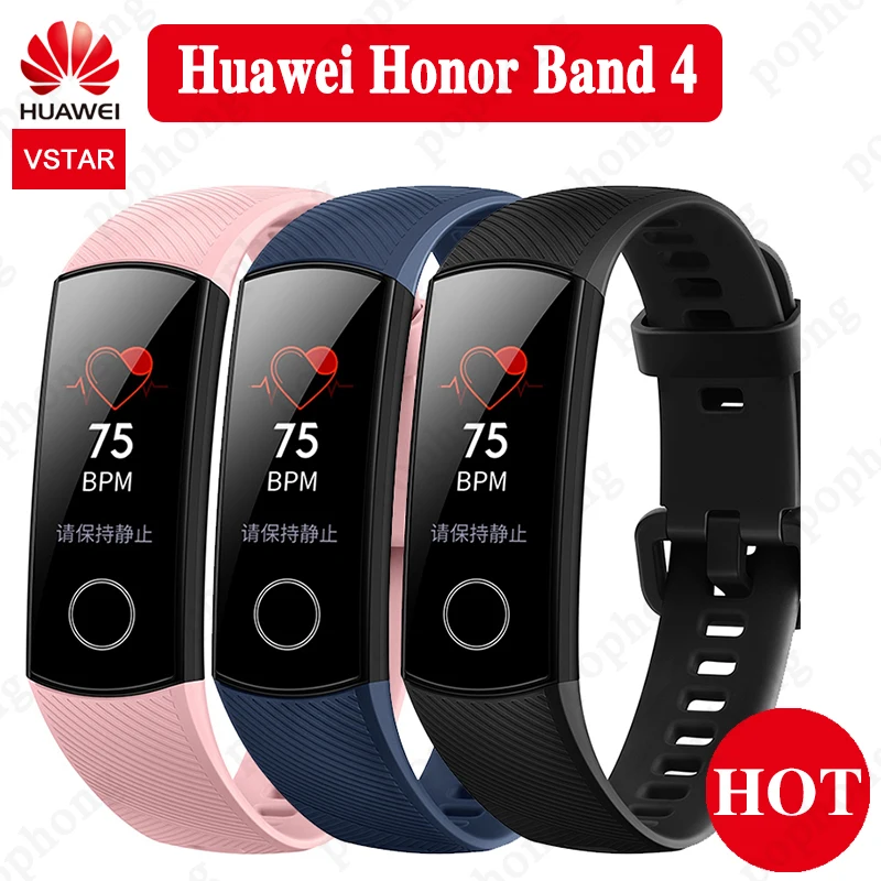 Смарт-браслет huawei Honor Band 4, сенсорный экран 0,95 дюйма, для плавания, осанки, обнаружения сердечного ритма, сна, вызова, сообщения