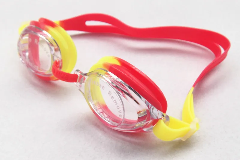 Детские красочные очки для плавания, водонепроницаемые противотуманные очки для плавания, силиконовые очки для плавания, очки для дайвинга с коробкой - Цвет: Red with yellow
