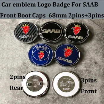 

For SAAB 9-3 9-5 93 95 BJ SCS 100pcs/50pair Car emblem Logo Badge 68mm 6.8CM Front Bonnet Rear Boot badge Car Caps For SAAB