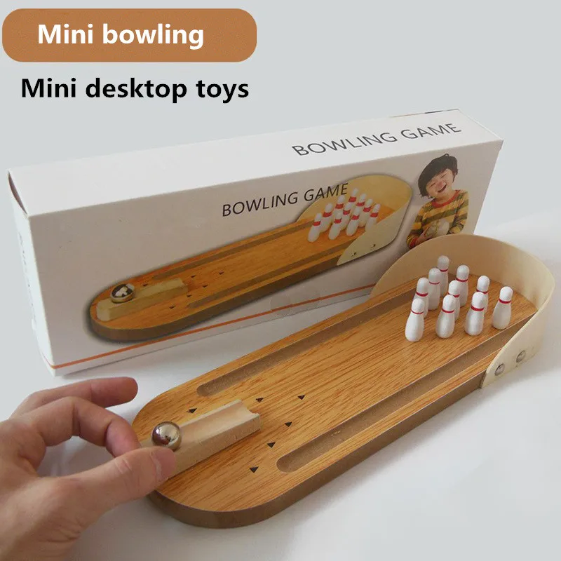 

Desktop Toy Wooden Mini Bowling Game puzzle Child Family Educational Toys parent-child interaction for children Gifts