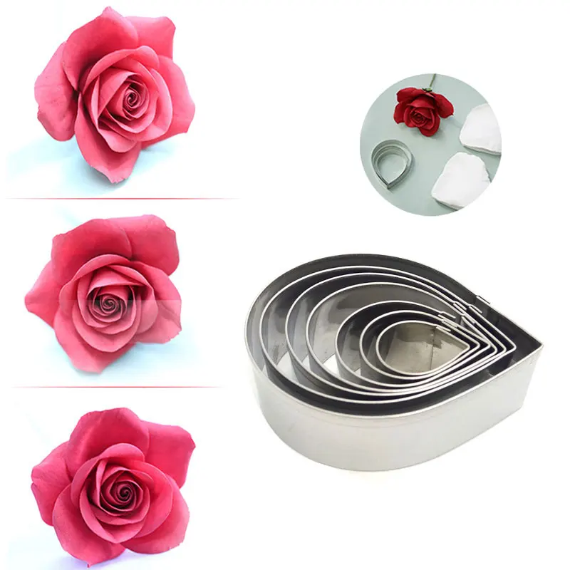 ღ Ƹ̵̡Ӝ̵̨̄Ʒ ღ7Pcs/Set Rose Petal Cutting Mold № Fondant 
