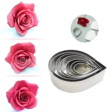 7 Unids/set Rose Petal Cupcake Baking Herramienta de Corte Cookie Cutter Moho Fondant Stencil Cream Cake Decoration Tool