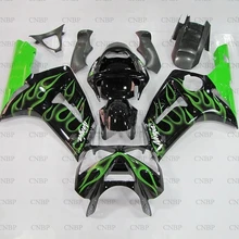 Ниндзя Zx-6r 2003-2004 обтекателя Zx6r 2003 обтекателя Наборы ниндзя Zx-6r 2003 Черный Зеленый кадр Пластик обтекатели