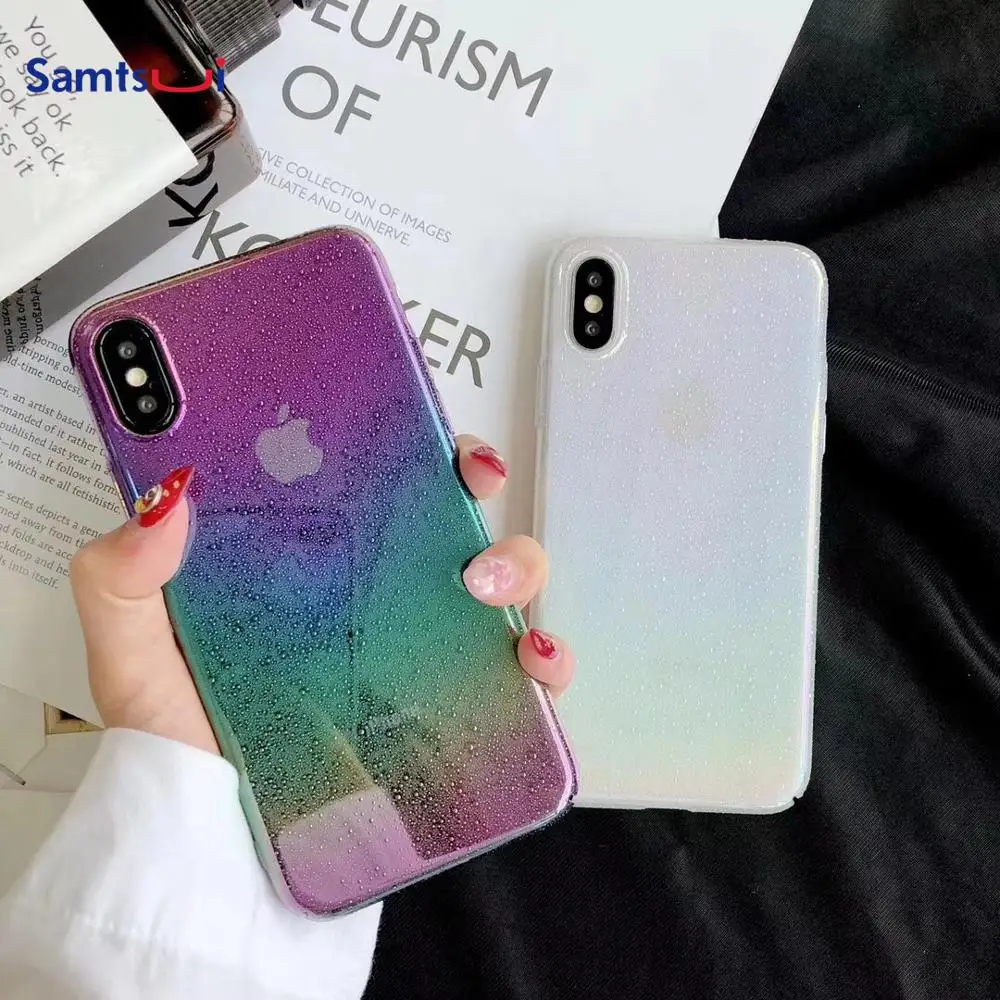 

Gradient Hard PC Case For iPhone X XS XR XMAX 3D Water Drops Glossy Cover For iPhone 6 6s 7 8 Plus Protectective Capa For Female