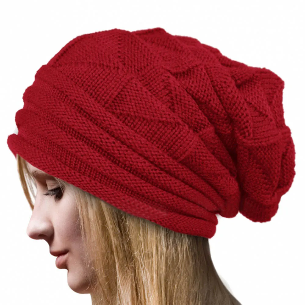 Осенне-зимняя женская шапка Skullies Beanies, одноцветная Вязаная хлопковая женская шапка, мягкая теплая шапка Gorros Mujer Invierno - Цвет: Red